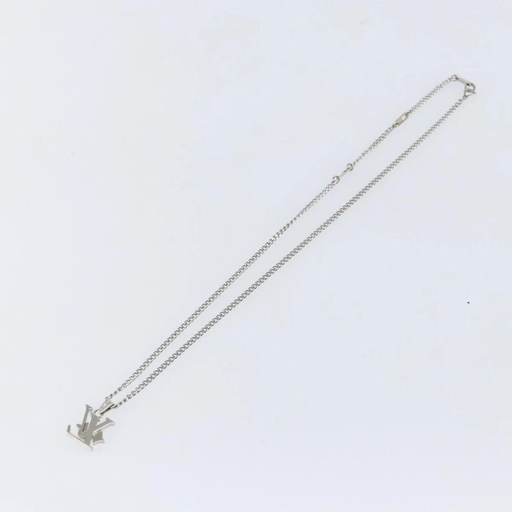 LOUIS VUITTON Monogram Row Necklace metal Silver M02254 LV Auth 143366 - Picture 2 of 16